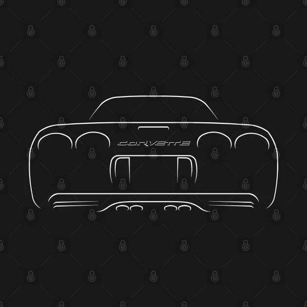 Chevrolet Corvette C5 Z06 - Rear Stencil, White Hoodie