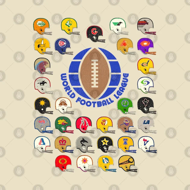 World Football League Defunct Team Helmets T-Shirt
