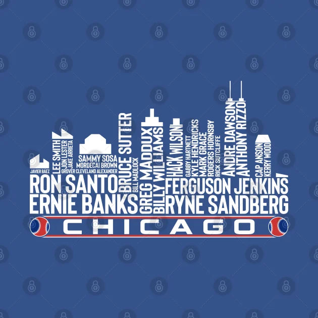 Chicago Baseball Team All Time Legends, Chicago City Skyline Hoodie