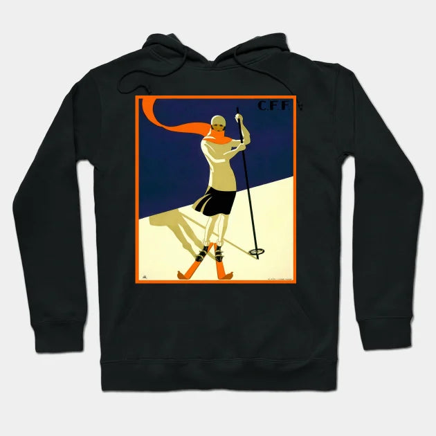 Vintage Swiss Alps Ski Art Hoodie