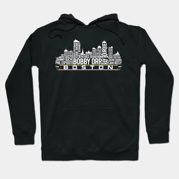 Boston Hockey Team All Time Legends, Boston City Skyline Hoodie